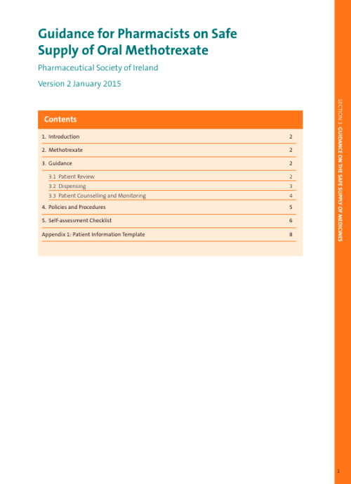 Guidance for Pharmacists on Safe Supply of Oral Methotrexate pdf cover