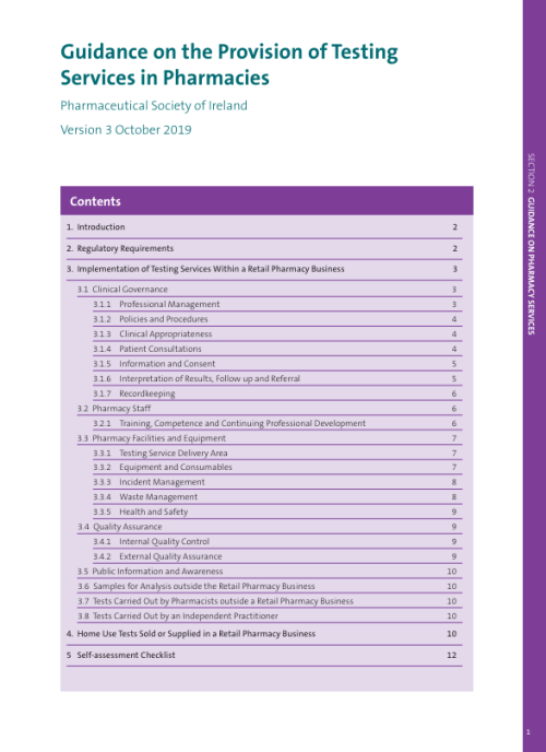 Guidance on the Provision of Testing Services in Pharmacies pdf cover